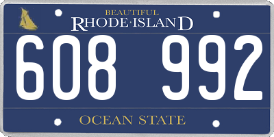 RI license plate 608992