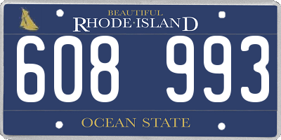 RI license plate 608993