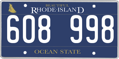 RI license plate 608998