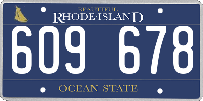 RI license plate 609678