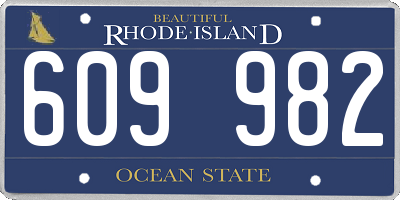 RI license plate 609982