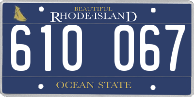 RI license plate 610067