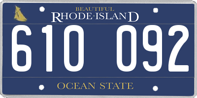 RI license plate 610092