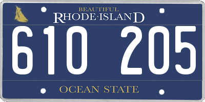 RI license plate 610205