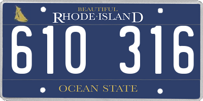 RI license plate 610316