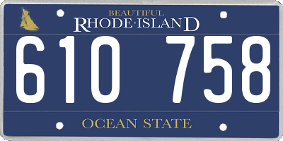 RI license plate 610758