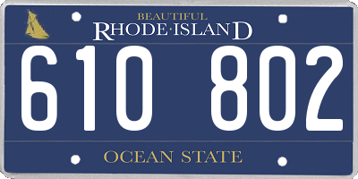 RI license plate 610802