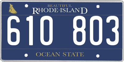 RI license plate 610803