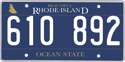 RI license plate 610892