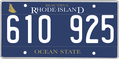 RI license plate 610925