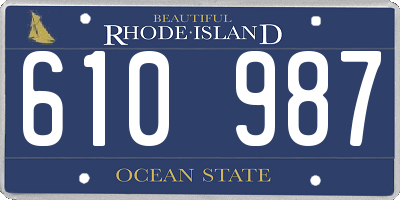 RI license plate 610987