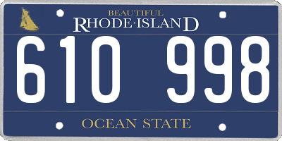 RI license plate 610998