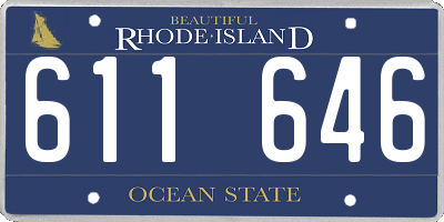 RI license plate 611646