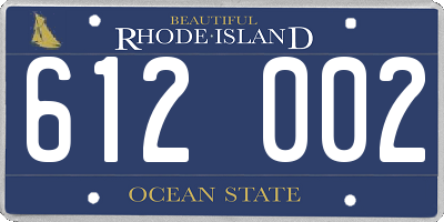 RI license plate 612002