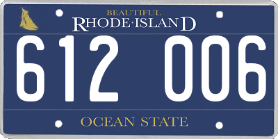 RI license plate 612006