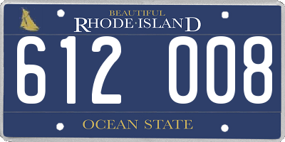 RI license plate 612008