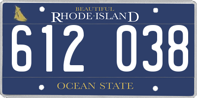 RI license plate 612038