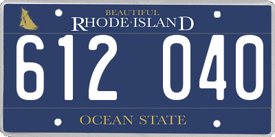 RI license plate 612040