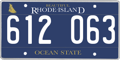 RI license plate 612063