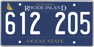 RI license plate 612205