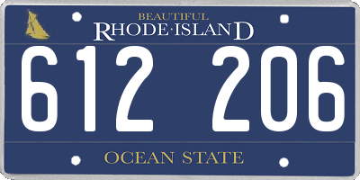RI license plate 612206