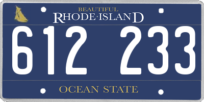 RI license plate 612233