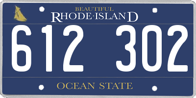 RI license plate 612302