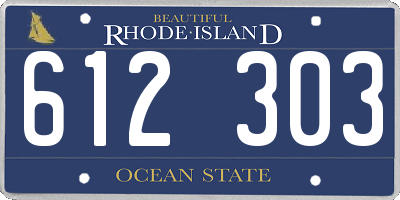 RI license plate 612303
