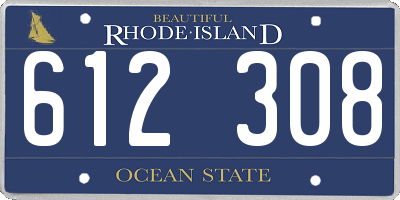 RI license plate 612308