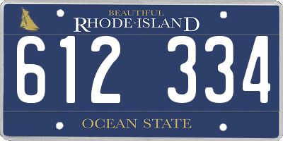 RI license plate 612334