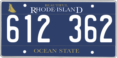 RI license plate 612362