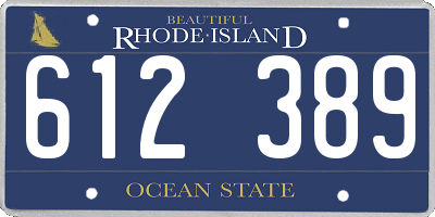 RI license plate 612389