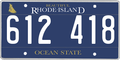 RI license plate 612418