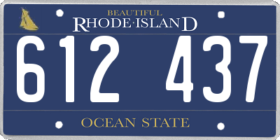 RI license plate 612437