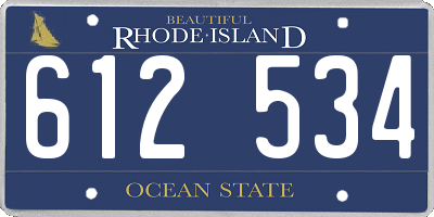 RI license plate 612534