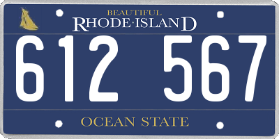 RI license plate 612567