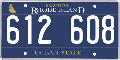 RI license plate 612608