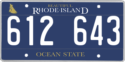 RI license plate 612643