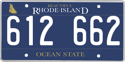 RI license plate 612662