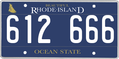 RI license plate 612666
