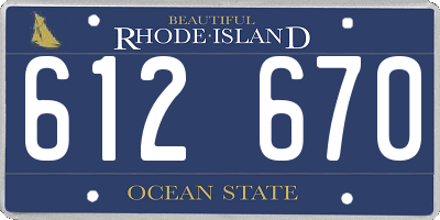 RI license plate 612670