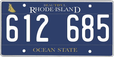 RI license plate 612685