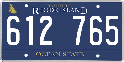 RI license plate 612765