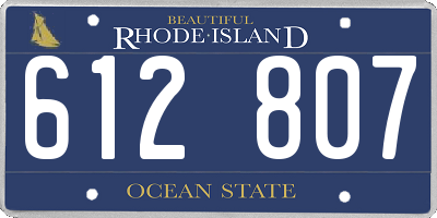 RI license plate 612807