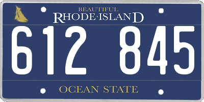 RI license plate 612845