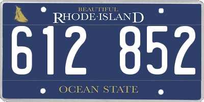 RI license plate 612852