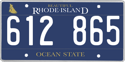 RI license plate 612865
