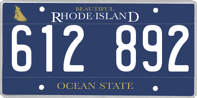 RI license plate 612892