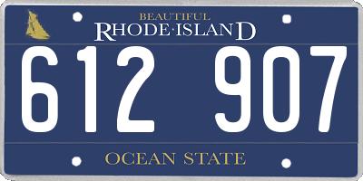 RI license plate 612907