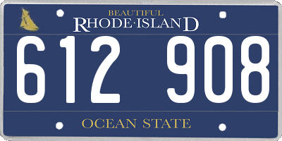 RI license plate 612908